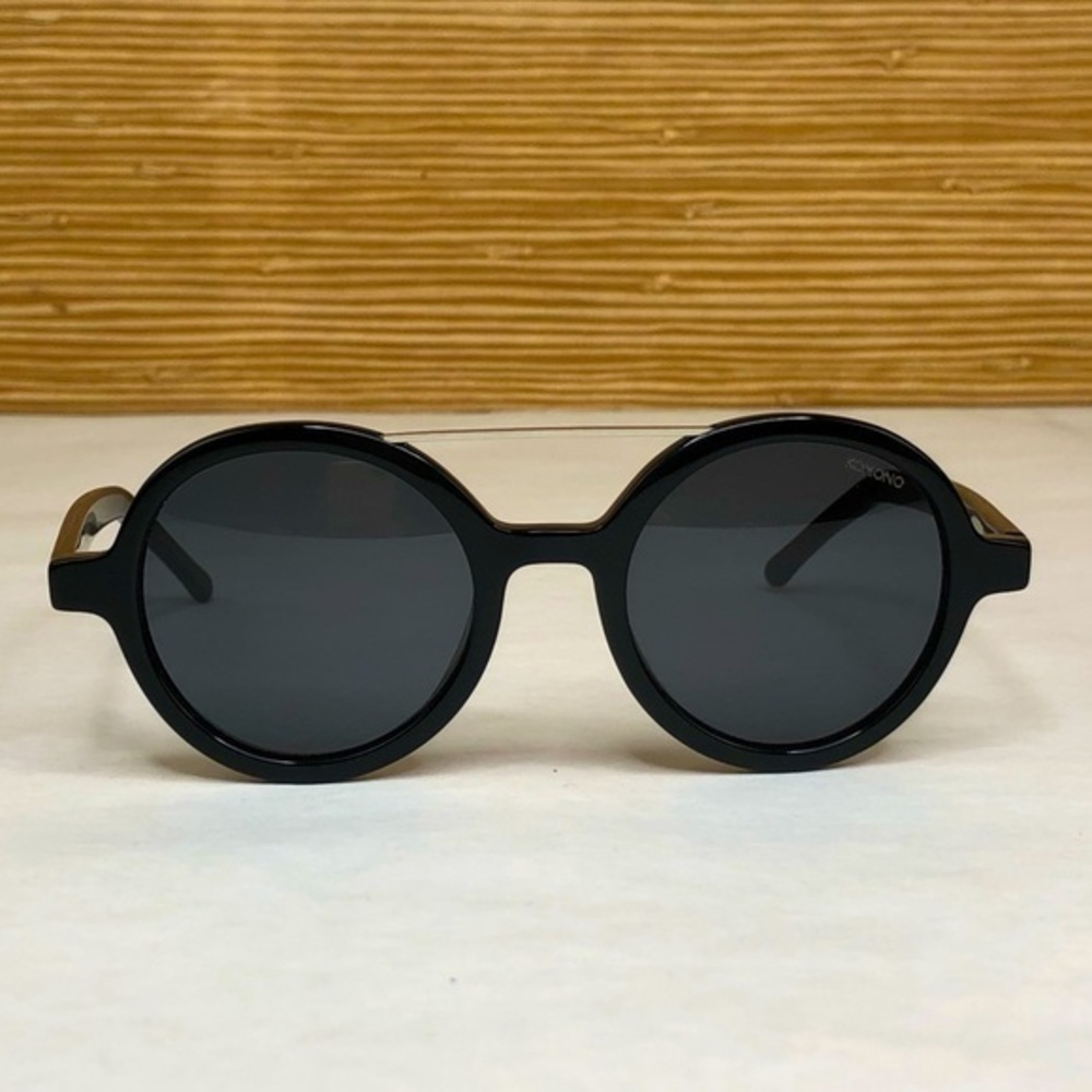 KOMONO Vivien Glossy Black Sunglasses NEW round - Picture 7 of 13